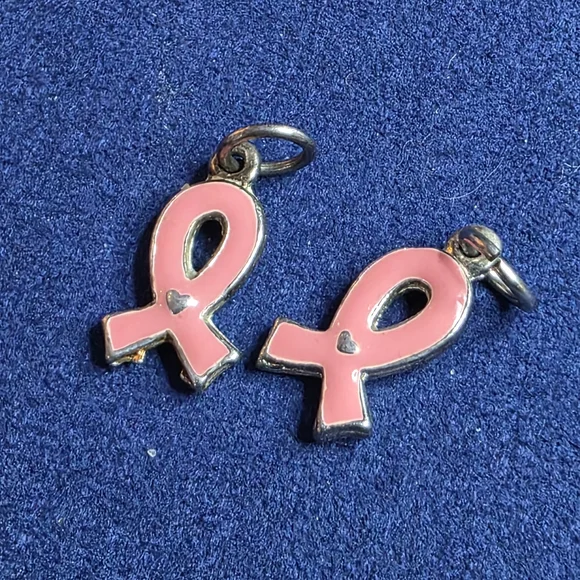 Pink Awareness Ribbon Charms (2) 726 - Picture 1 of 2